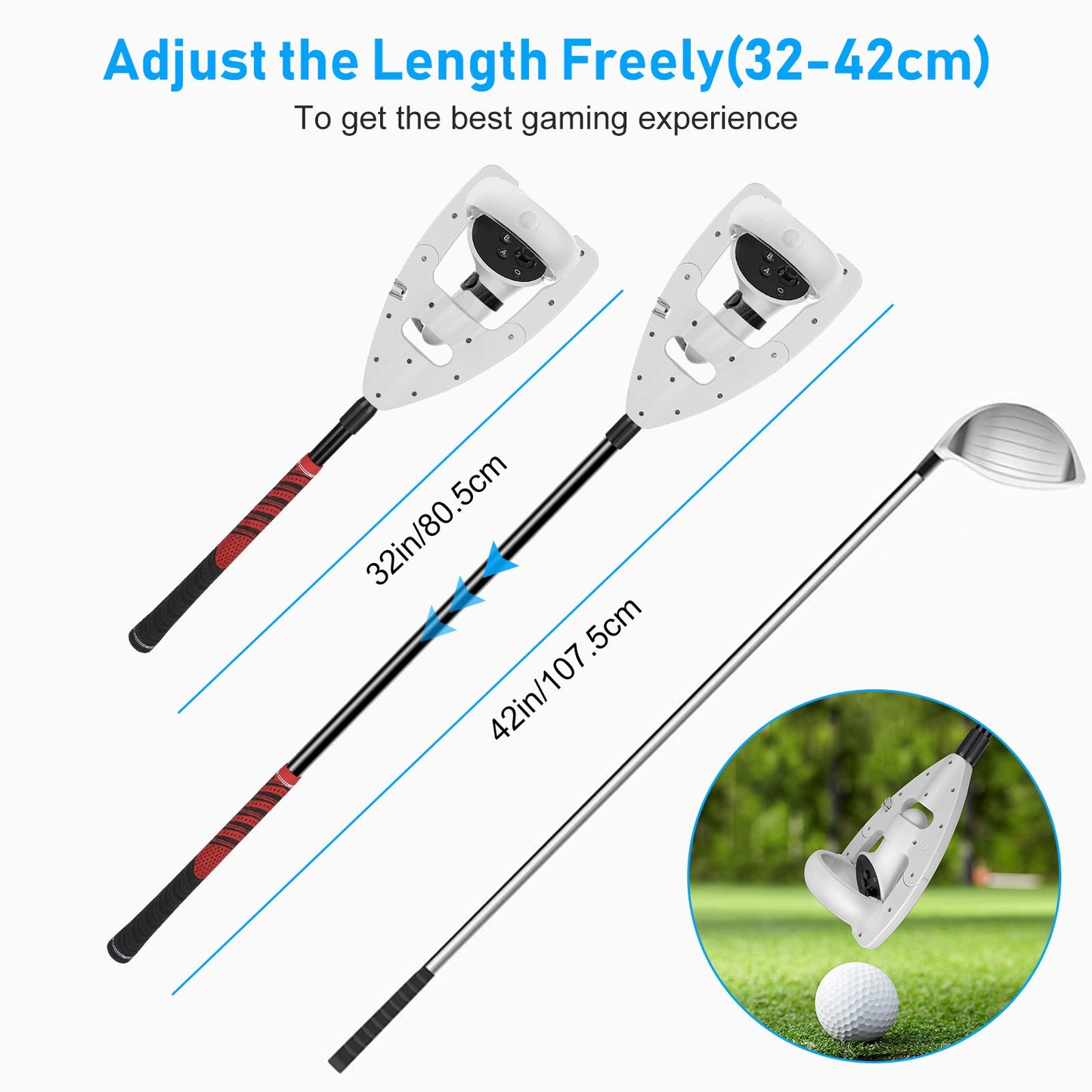 VR Golf Club Handle Accessory FOR Oculus Quest 2