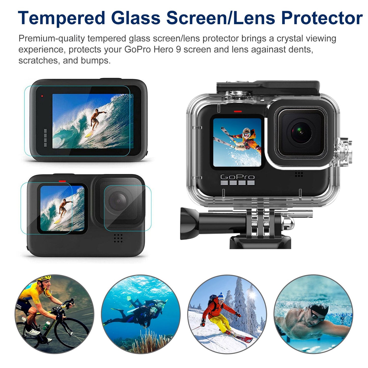 26pcs Accessories Kit for GoPro Hero 9 Protective Underwater Case