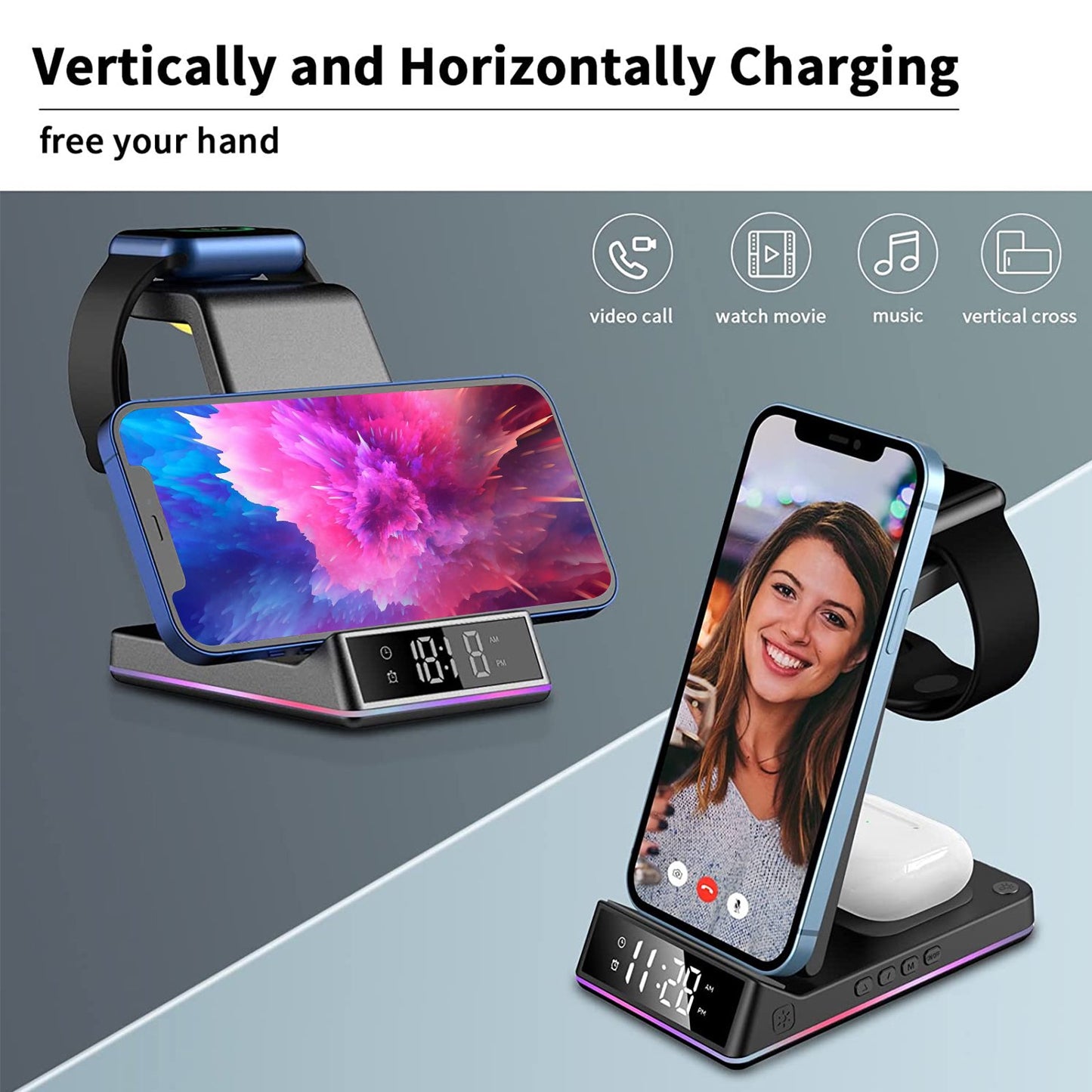 5 IN 1 Qi Wireless Charger Charging Dock Stand