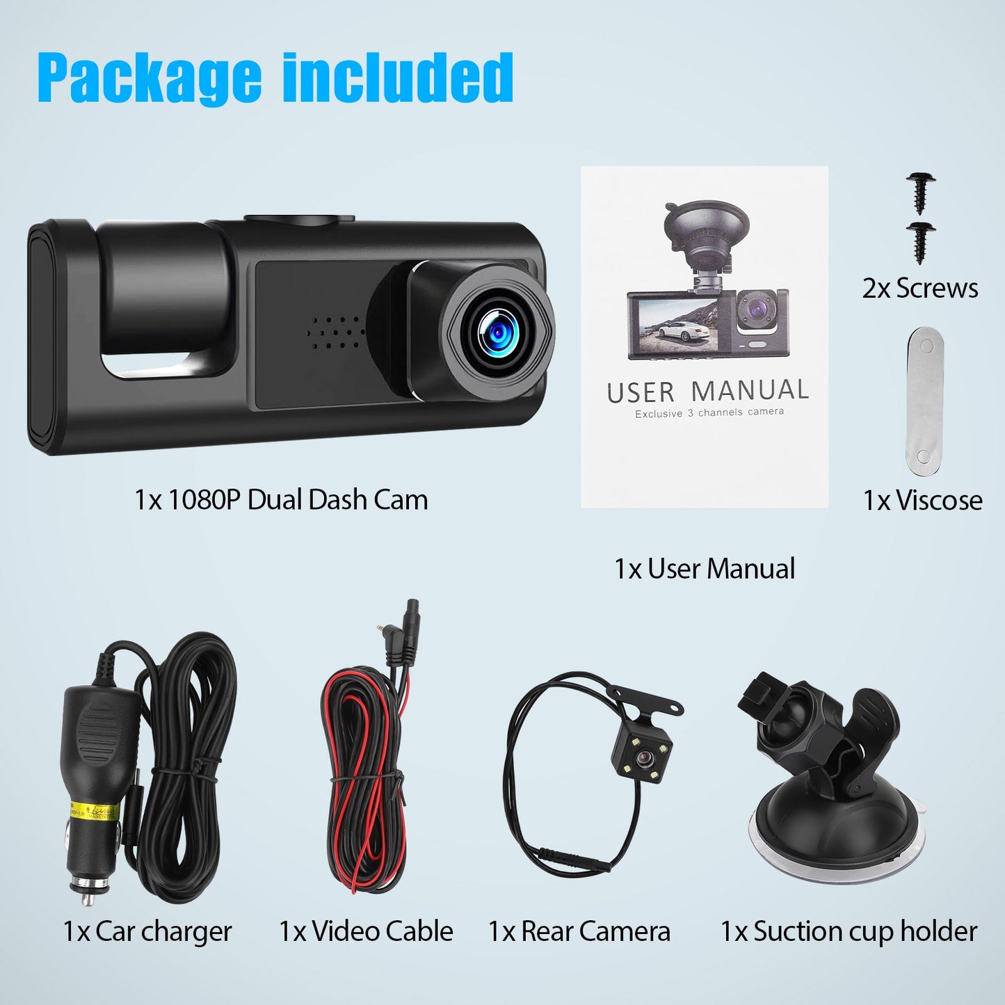 3 Camera 1080P Car DVR Dash Cam